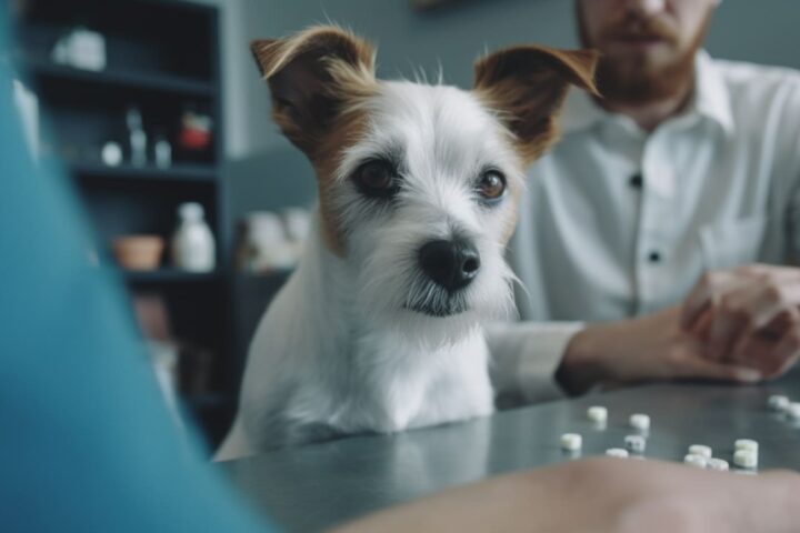 caucasian-man-grooming-cute-purebred-terrier-puppy-indoors-generative-ai